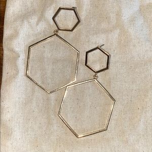 Gold Pentagon Earrings